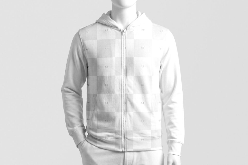 Zipped Hoodie Mockup on Mannequin